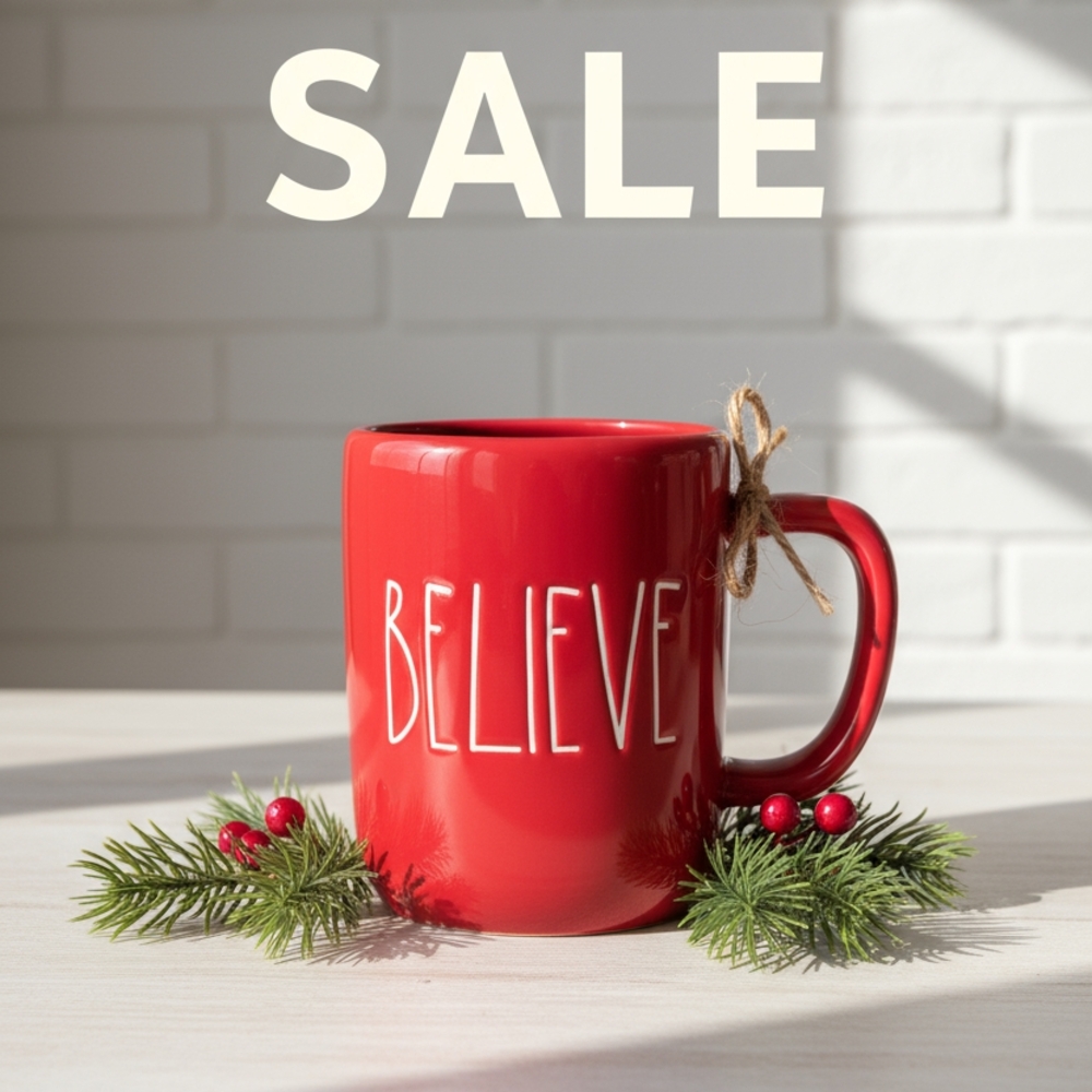 ✨ Red Rae Dunn “BELIEVE” Mug – Collector’s Holiday Favorite ✨
